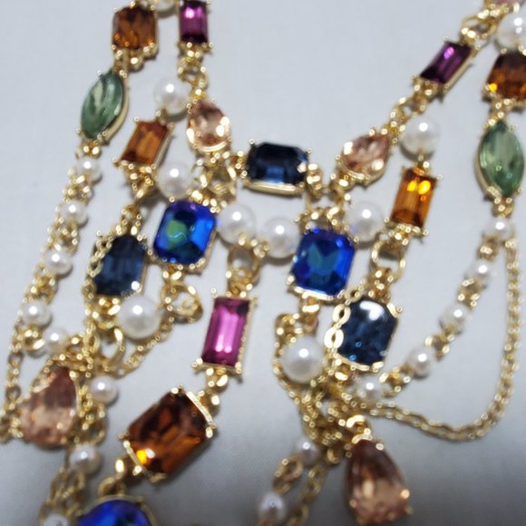JTV multicolor crystal gold tone  necklace and earring set - Picture 8 of 8